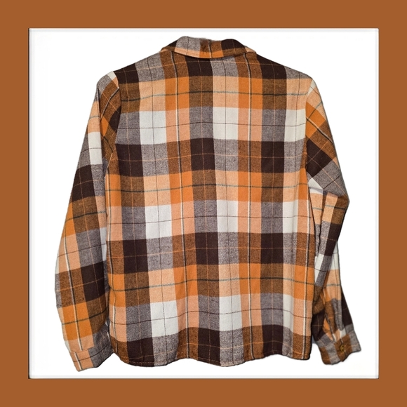 Boys Orange Flannel Button-Up Shirt - Like New - Large 10/12 - Picture 3 of 6